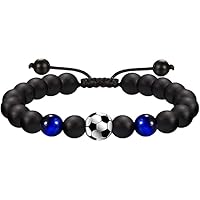 Inspirational Boys Football Bracelets - Adjustable Natural Stone Son Bracelet - football bracelets for boys