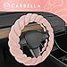 Carbella Twisted Fur Soft Pink Steering Wheel Cover, Standard 15 Inch Size Fits Most Vehicles, Fuzzy Fluffy Car Steering Cover with Soft Faux Fur Touch, Car Accessories for Women