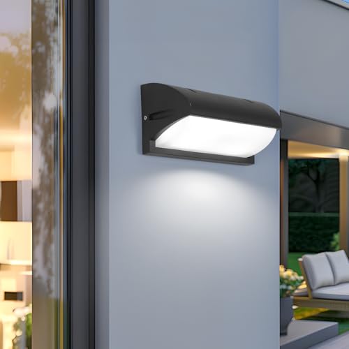 Applique da Parete Esterno LED, 18W Moderno Lampada da Parete, Nero Luci da Esterno Parete in Alluminio per Garage, Porta d'ingresso, Patio, IP65 Impermeabile, 6500K Luce Bianco Freddo