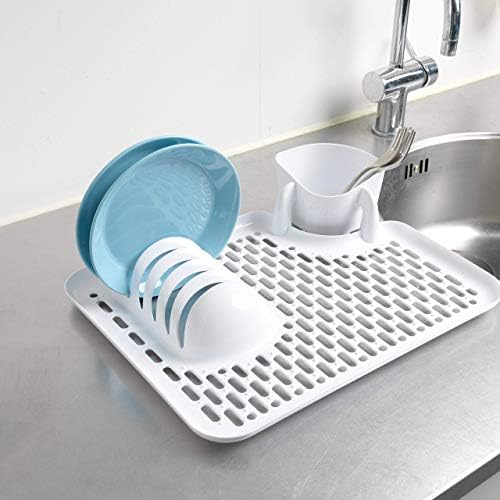 VDM Home Products® Dish Drainer Measuring Approx. 40x30 cm. Equipped with Plate and Cutlery Holder. Particularly Convenient for Small Kitchens or During Travel