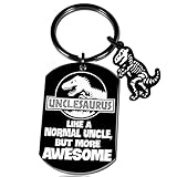 AOBIURV Uncle Fathers Day Uncle Gifts From Niece Nephew Best Uncle Gift Funny Keychain Gifts For Uncle Christmas Birthday Gift For Uncle Uncle Announcement New Uncle Unclesaurus Keyring Necklace