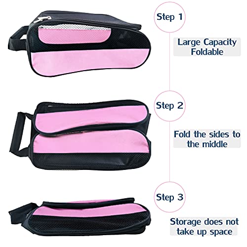 Getfitsoo Golf Shoe Bag, Golf Shoes Bags Men/Women Outdoor Zippered Carrier Bags With Ventilation Sport Shoes Bag Travel Shoe Bags (Light Pink) #TOP3