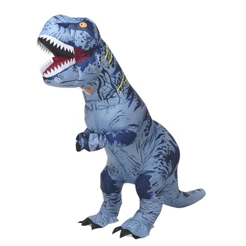 Servllcell Inflatable Dinosaur Costume for Teens Halloween Costumes T Rex Blow Up Costumes for Boys Girls Cosplay Party(Blue)