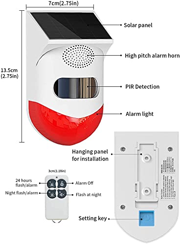 Solar Strobe Alarm Light With Motion Sensor Siren Outdoor Alarm Siren With Remote Controller 120Db Sound Security Siren Light Ip67 Waterproof And 4 Mode For Home,Farm,Barn,Villa,Yard #TOP4