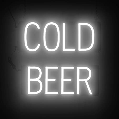 Image of SpellBrite LED Neon COLD BEER Sign for Business - White, 17 inch x 15 inch | Ultra-Bright Click-Together Signage for Bars & Restaurants, with Visibility from 500 ft - 8 Animations, 6 Brightness Levels