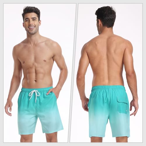 Image of Mens Swim Trunks with Compression Liner 2 in 1 Quick Dry Swimming Shorts Swimwear Bathing Suits with Pockets