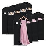 Syeeiex 60'' Garment Bags for Hanging Clothes(Set of 8), Dress Bags for Gown, Garment Bag for Dresses Long, Dress Garment Bag for Suit, Evening Dresses, Fur Coat, Long Dress Gown(Black)