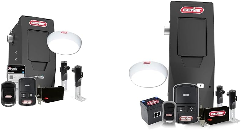 Genie 6172H-O Wall Mount Smart Garage Door Opener with Aladdin Connect & 6072H-B Wall Mount Garage Door Opener with Battery Backup, Wall Mounted & Space Saving