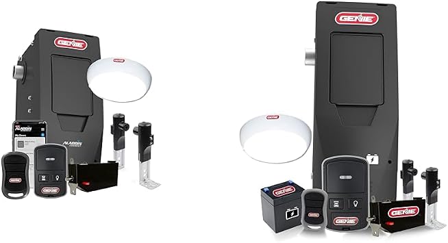 Genie 6172H-O Wall Mount Smart Garage Door Opener with Aladdin Connect & 6072H-B Wall Mount Garage Door Opener with Battery Backup, Wall Mounted & Space Saving