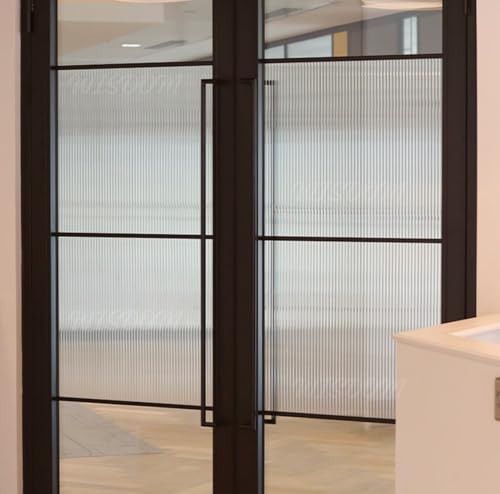 Image of WISDOM Privacy Window Film Frosted Glass Film Glass Film No Glue Anti-UV Window Sticker Non Adhesive for Privacy Office Meeting Room Bathroom Living Room (Fluted Frosted, 24 x 82 inch)