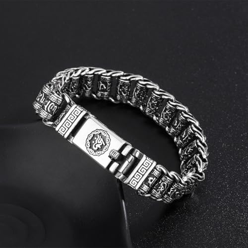 Image of Tibetan Buddhism Om Mani Padme Hum Ashtamangala Eight Auspicious Symbol Heart Sutra 999 Silver Plated Copper Cuff Bracelet Amulet | Buddhist Bracelet Bangle | Buddhism Mantra Lucky Fengshui Bracelets