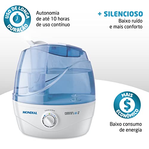 Umidificador de Ar Ultrassônico Comfort Air 2, Mondial, Branco/Azul, 30W, Bivolt - NUA-02 3 Umidificador de Ar Ultrassônico Comfort Air 2, Mondial, Branco/Azul, 30W, Bivolt - NUA-02 - Imagem 3