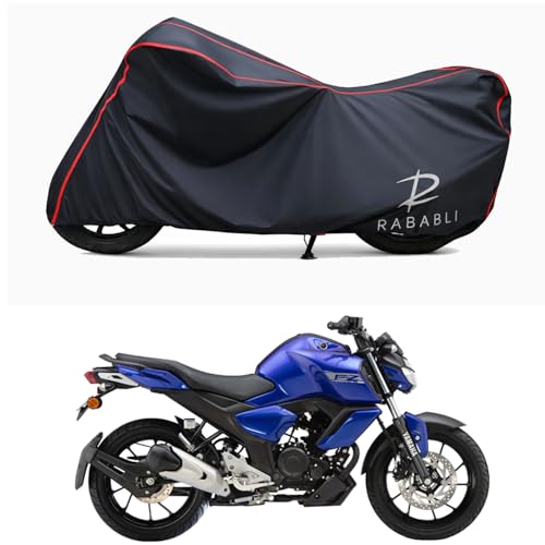 Image of Waterproof Bike Body Cover Compatible for | Yamaha FZ-FI V3 | Taffeta Fabric, Red Piping Design, Bottom Elastic Fit | Dustproof, Sun UV & Rain Protection for All Bikes