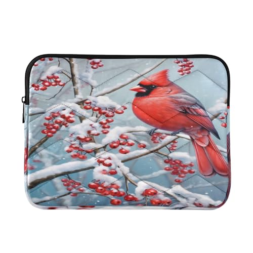 Funda para portátil 13-14 pulgadas roja con diseño de pájaro