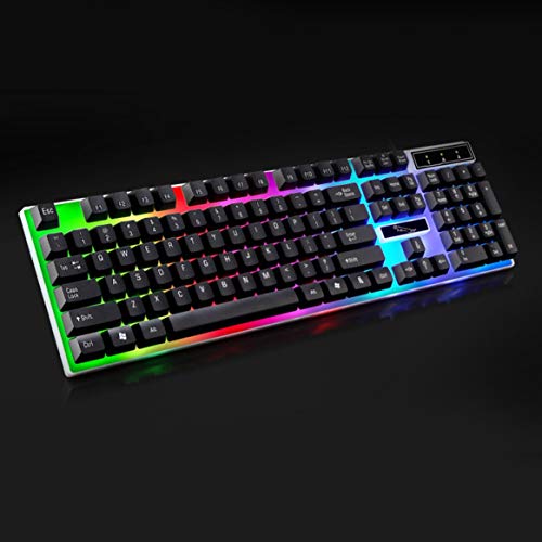 Kongqiabona-UK G21 USB Wired Mechanical Keyboard LED Colorful Backlight Gaming Keyboard Waterproof For PC Computer Gamer