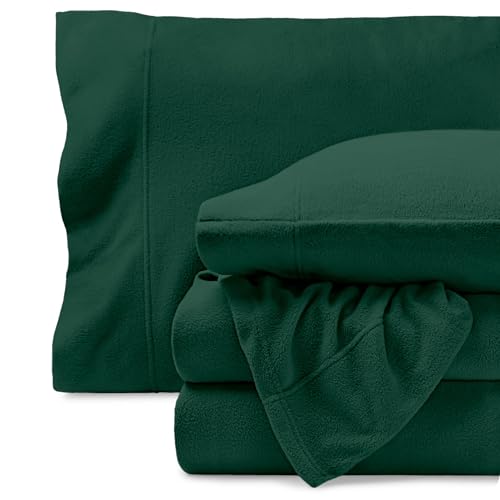 Image of Bare Home Super Soft Fleece Sheet Set (Queen, Forest Green) | Extra Plush Polar Fleece, No-Pilling Bed Sheets, All-Season, Cozy Warmth, Deep Pockets 6 to 15 Inches