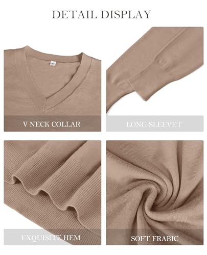 Image of Women's Spring Sweaters 2026 Casual Long Sleeve Pullover V Neck Lightweight Sweatshirts Cute Blouse Tops