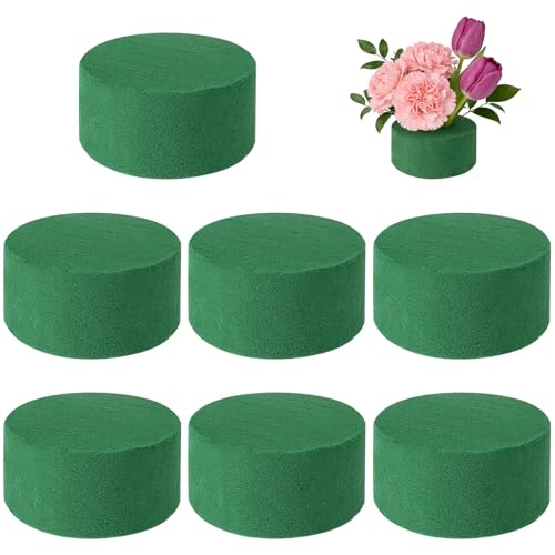GUOYOU 7 Pièces Rond Mousse Florale, Mousse Verte Fleuriste de Bouquet, Bloc Vert pour Fleurs Artificielles pour Arts Créatifs Composition Florale Mariage...