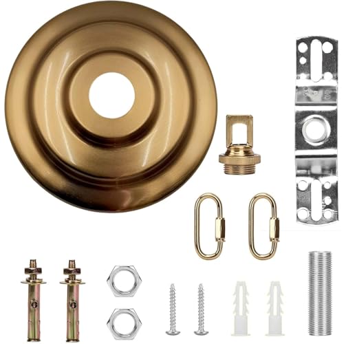 Image of Sangle Soppfy Vingage Canopy Kit and Pendant Light Fixture Chain for Chandelier or Swag Light Fixtures,Maximum Weight of 60 Pounds, 6 feet,Heavy Duty,5 Inches Diameter (Brass)