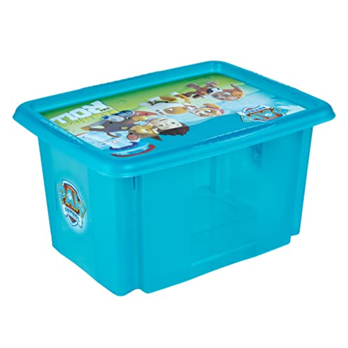keeeper Paw Patrol Aufbewahrungsbox mit Deckel, Dreh- und stapelbar, Für Kinder, 15 l, Karolina, Fresh Blue Transparent