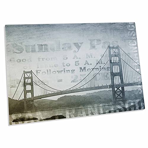 3dRose Blue Grey Illustration Golden Gate Bridge Desk Pad