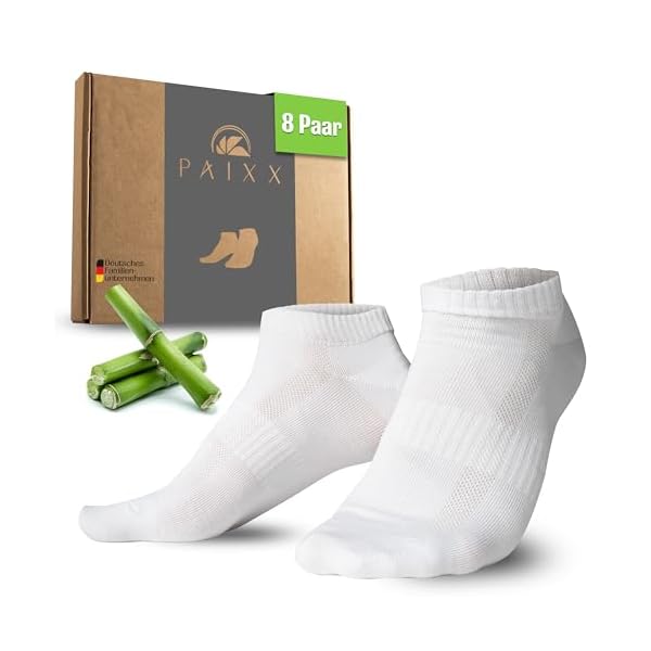 PAIXX Premium Bambus Sneaker Socken 8er Pack, 43-46 & 39-42, Herren & Damen - Atmungsaktive, Antibakterielle Knöchelsocken gegen Schweißfüße - Fusselfreie Anti Geruch Bambussocken