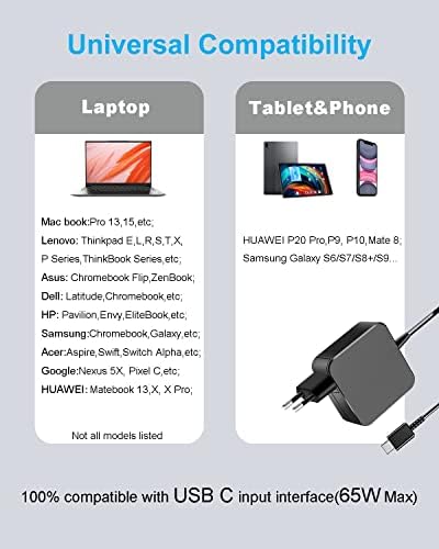 DTK Lenovo HP Dell Samsung ASUS Huawei Matebook için 65W USB C Dizüstü Bilgisayar Güç Kaynağı Tip C Adaptör - Görsel 3