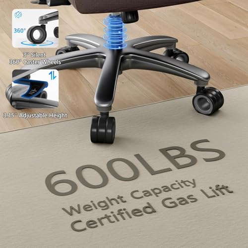 Image of Big and Tall Office Chair with 5D Arms, 600lbs Fabric & PU Leather Heavy Duty Desk Chair, Adjustable Lumbar Support & Height, Tilt Function, High Back Ergonomic Executive Computer Chair