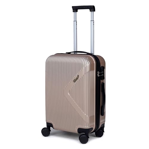 Image of ACEPACK Brampton 56 cms Champagne Hard Sided Cabin Size Luggage Trolley Bag for Travel Suitcase with 8 Spinner Wheels for Men and Women,