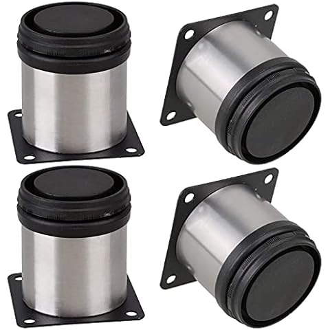 4 inch Metal Furniture Legs, La Vane Set of 4 Adjustable Stainless Steel Round Furniture Replacement Feet Black Silver for Home DIY Project Cabinet Sofa Couch Table Cover