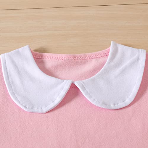 Toddler Baby Girls 2-3 T Short Sleeve Tops Basic Peter Pan T-Shirts Soft Preppy Blouses Pink Color Tees Clothes #TOP2