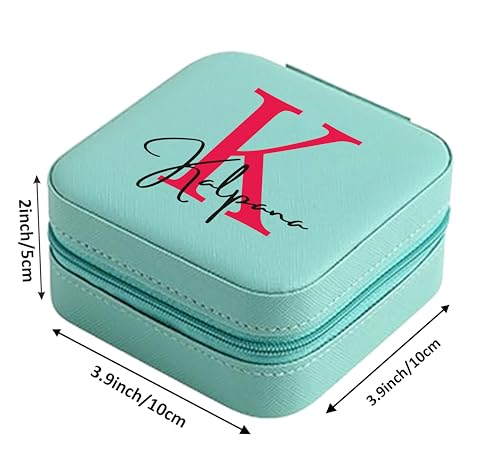 Image of P Arts Personalised Mini Jewellery Organizer for Women - Custom Name Rakhi Gift for Sister | Rakshabandhan Special Jewelry Storage Box, PU Leather Travel Case