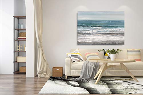 Yihui Arts Large Dinning Room Wall Art Hand Painted Modern Abstract Seascape Canvas Oil Painting Ocean Beach Coastal Picture Artwork for Home Decor - Image 5