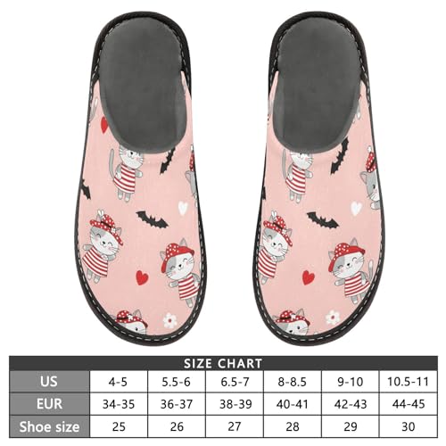 Slippers for Women Cats with Hats and Hearts Soft Fuzzy Women's Slippers Indoor and Outdoor Shoes3