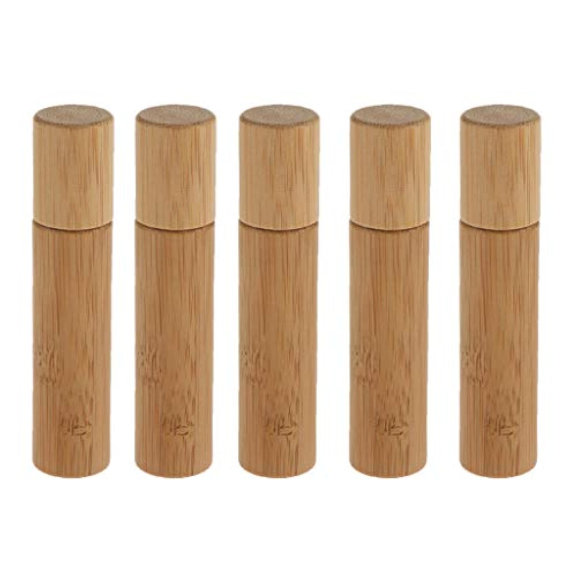 5 x 10ml Natural Bamboo Refillable Essential Oil Roll On Bottle