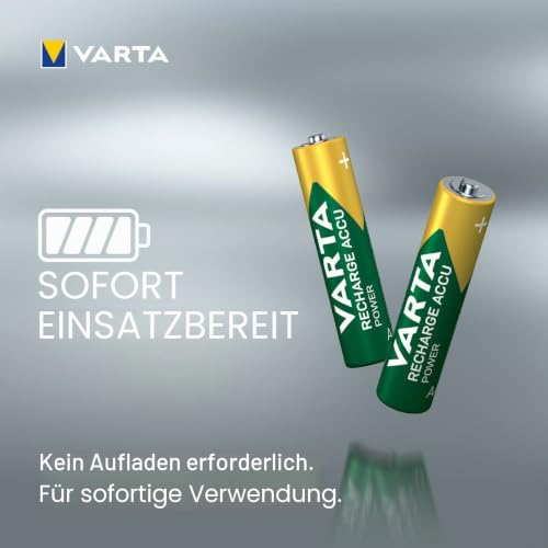 VARTA Batterien AAA, wiederaufladbar, 4 Stück, Power on Demand Recharge Accu, Akku, 800 mAh NI-MH, ohne Memory Effekt, vorgeladen… – Ansicht 5