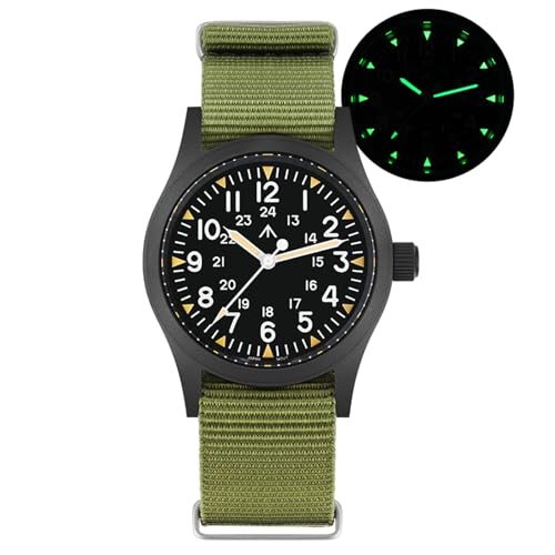 Image of Militado ML05 38mm VH31 Quartz Watch - Domed Sapphire Crystal Field Watch C3 Super Luminous Retro Sweep Wrist Watch for Men 100M Waterproof