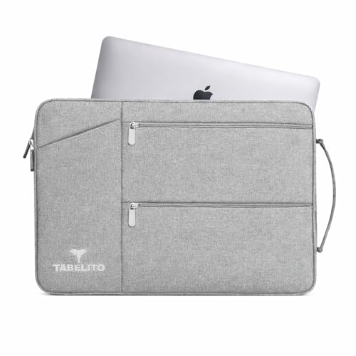 Image of Tabelito Nylon, Pearl Cotton Hybrid Laptop Bag Sleeve Case Cover Pouch for laptops (Grey, 15.6 Inches /39.6Cm)
