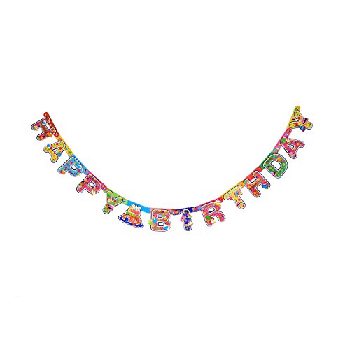 Image of Juzfun Happy Birthday Letter Banner Multicolour Party Props Printed Decorative Wall Hanging Glossy Paper Material