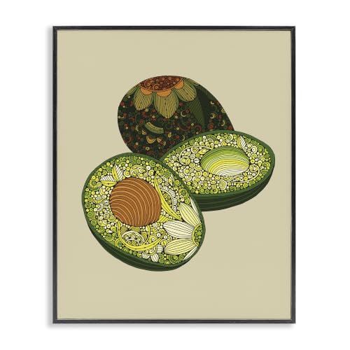 Intricate Floral Avocado Still Life, 16 x 20 Inch Framed Giclée Print