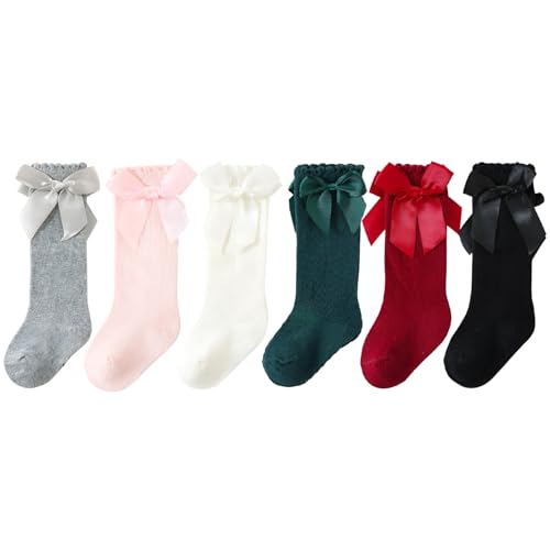Image of SYGA Baby Long Socks Cotton, Over The Knee, No Tightness, High-Top, Bow Pattern