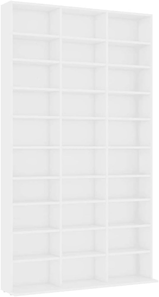 CD Cabinet Media Storage Cabinet-Stylish Multimedia Storage Cabinet, White 40.6"x9"x69.10" Chipboard