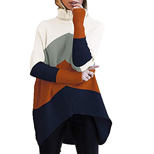 N\P Invierno Se�oras de cuello alto manga larga Batwing manga su�ter de punto top cuadros impreso se�oras su�ter de punto su�ter de punto