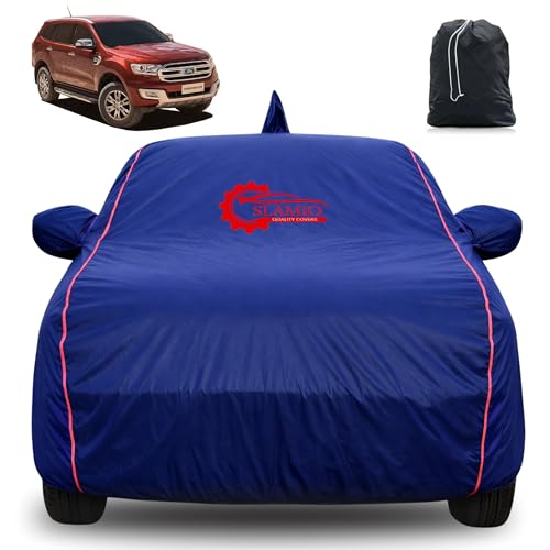 Image of 100% Waterproof Car Cover for Ford Endeavor 2016-2026 | All-Weather, Dustproof & UV Protection | Heavy-Duty 3-Layer Fabric | Custom Fit with Mirror & Antenna Pocket | Navy Blue