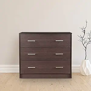 HomeTown Atlas Three Tier Engineered Wood Multipurpose Cabinet - (Beech Chocolate)