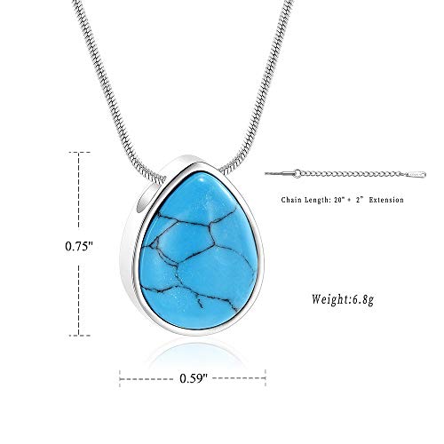 Turquoise Floating Teardrop Shape Urns Pendants Unisex Necklaces- Memorial Keepsake Cremation Jewelry2