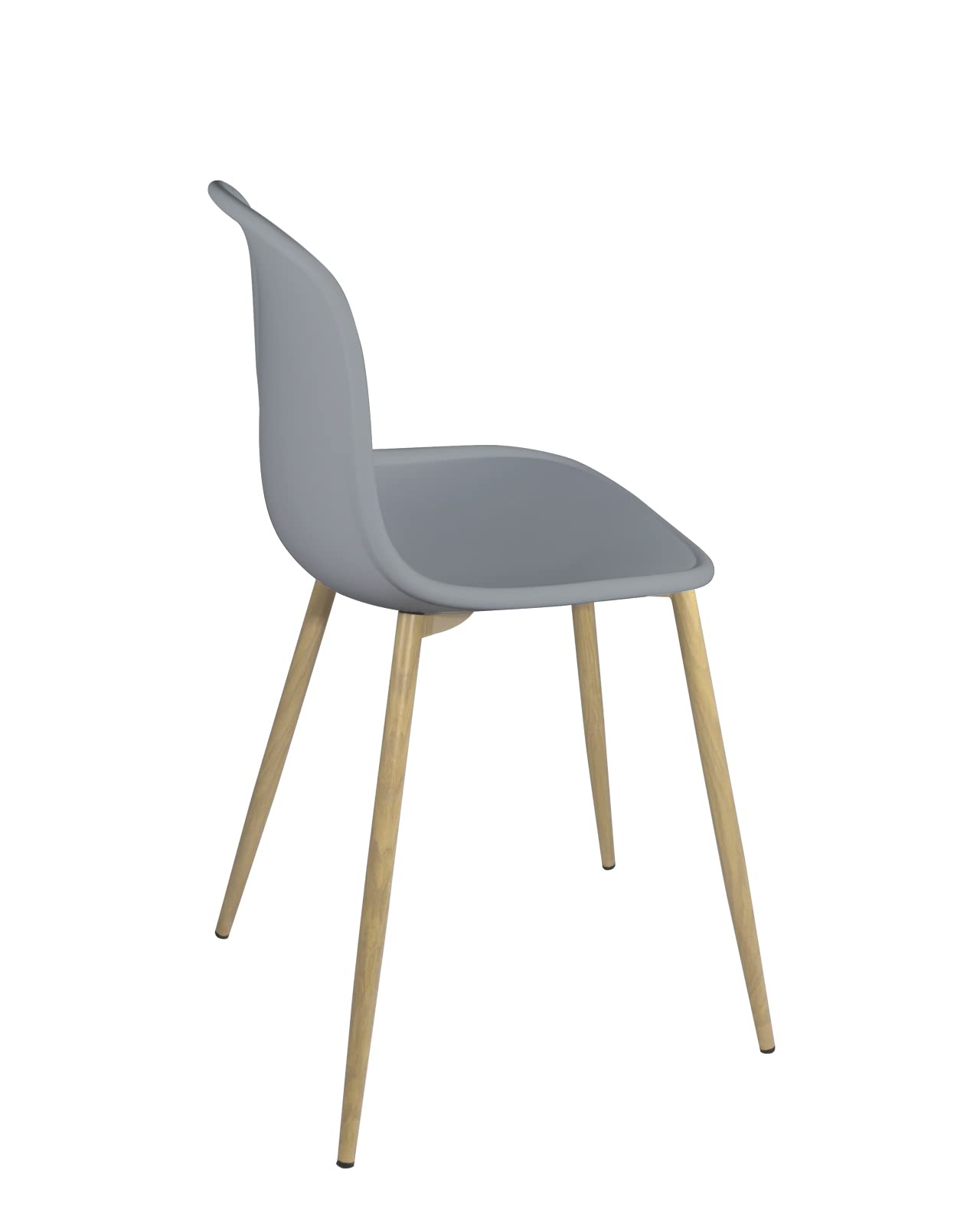 KAYELLES Lot de 4 chaises de Cuisine Pieds métal Imitation Bois YENI (Gris)