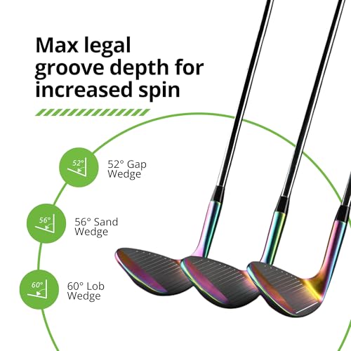 BombTech Premium Golf Wedge Set 52 56 60 Degree Max Spin