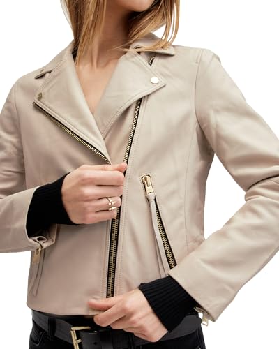 Image of AllSaints Women's Leather Jacket Dalby Biker