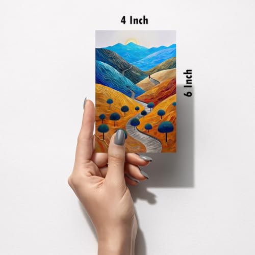 Image of SiddArtify Textured Landscape Art Prints Set - Vibrant Autumnal Colors - Set of 2-4x6 Inch - Board (Pack of 6) - Sticker (Pack of 6) Wall Room Decoration art Poster Prints